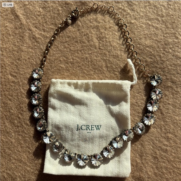 J Crew Round Crystal Statement Necklace: Glam Evening Jewelry - Picture 3 of 5